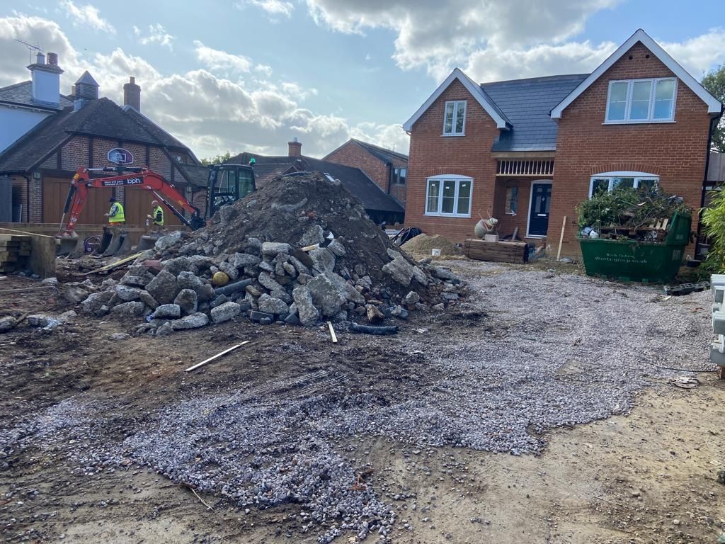 groundwork cleared and leveled for new sub-base &drainage works. Excavation much-away, and prep handled by our team on site. 