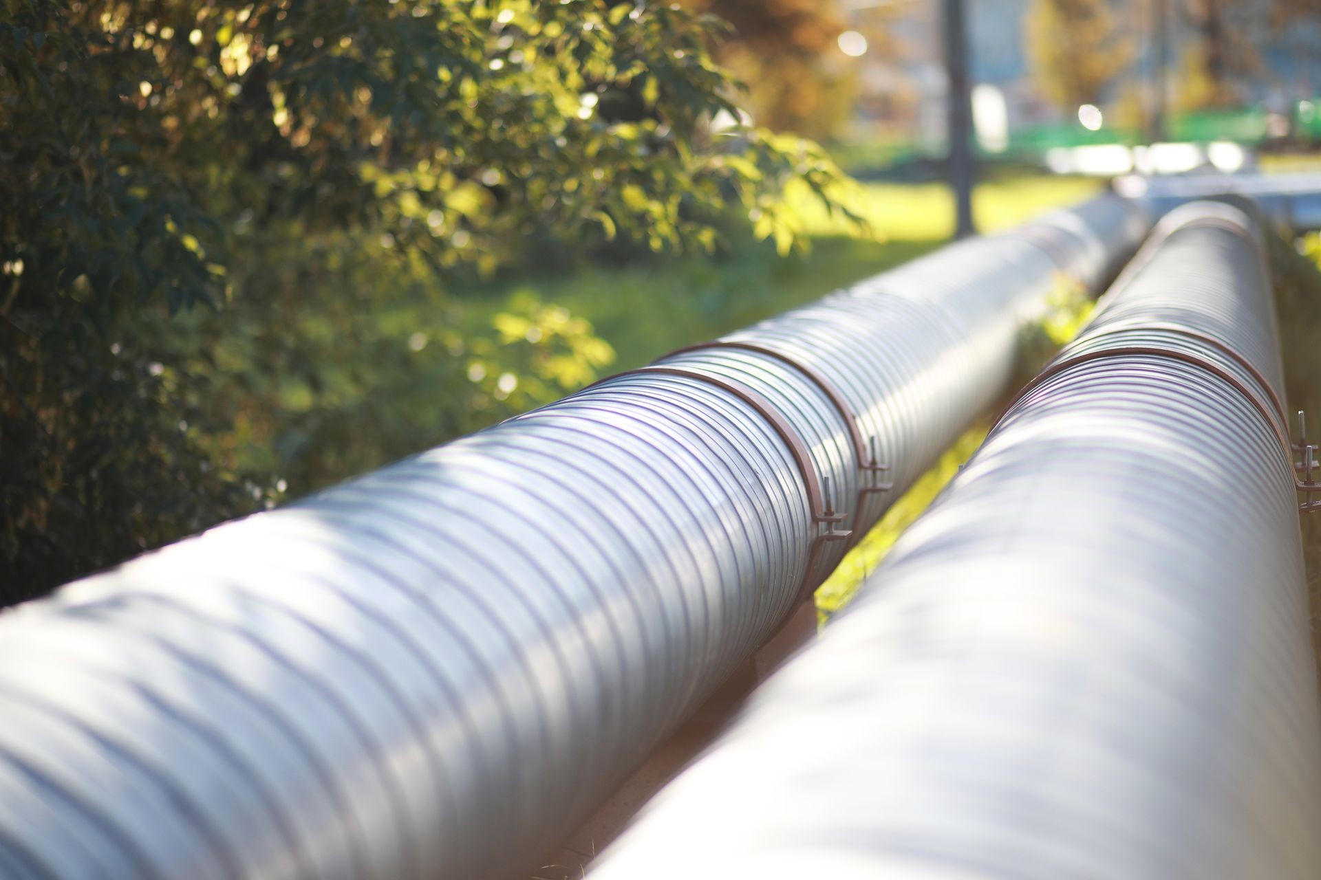 Industrial pipes on street construction